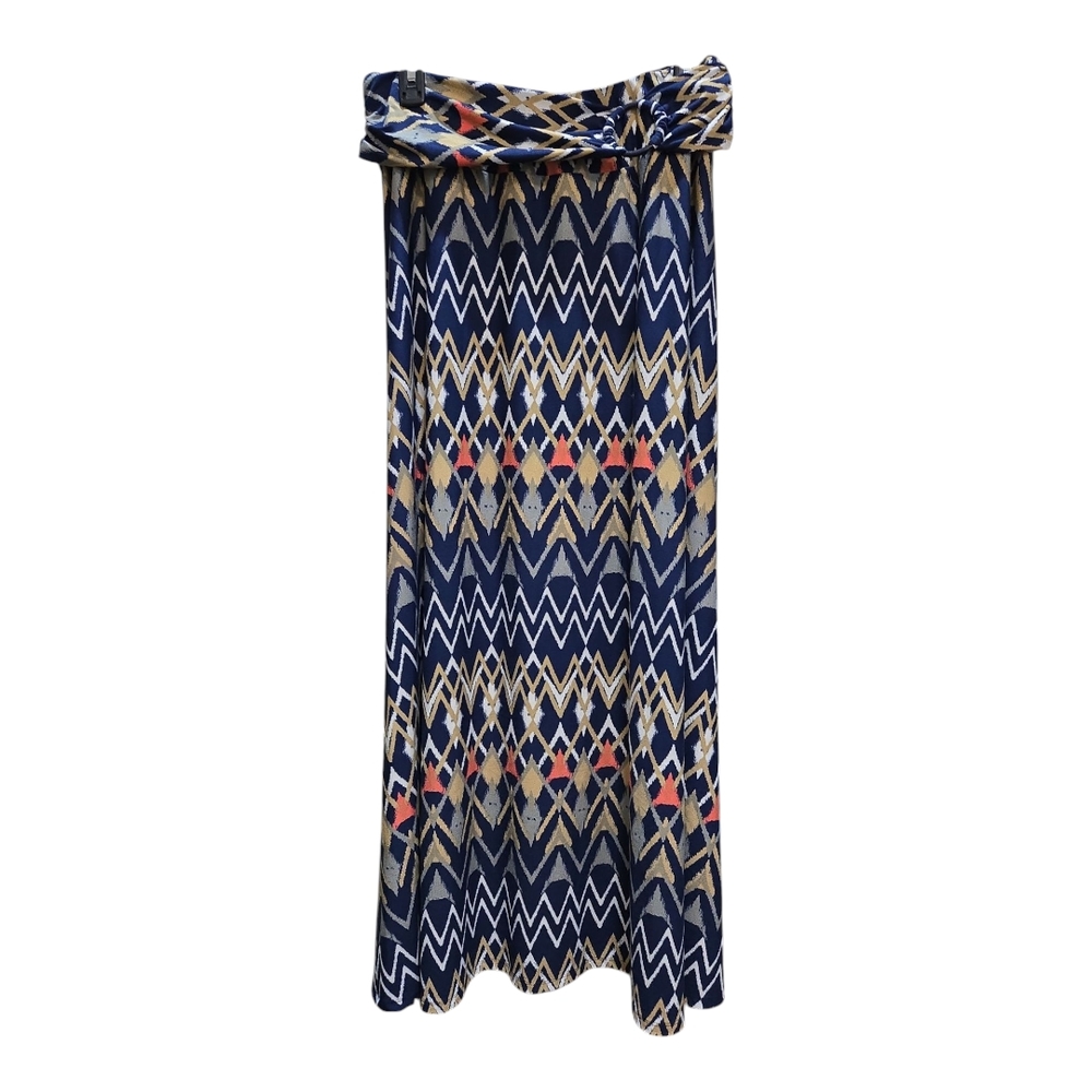 Robert Louis Patterned Blue and Beige Skirt